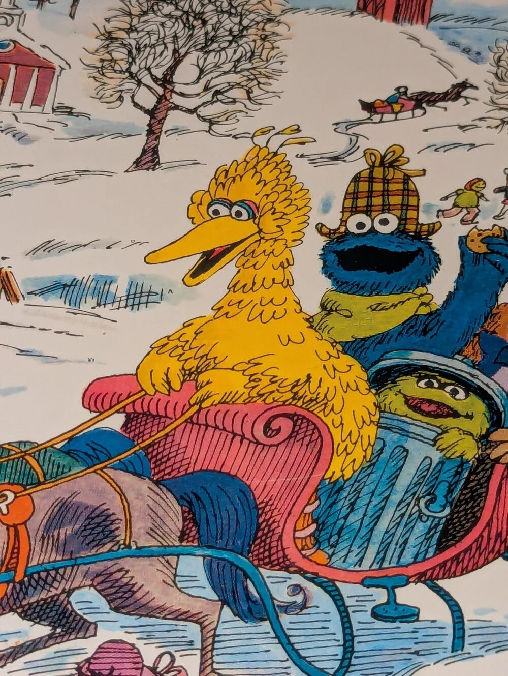Vntg 1979 Sesame Street Winter Sleigh Ride Tin